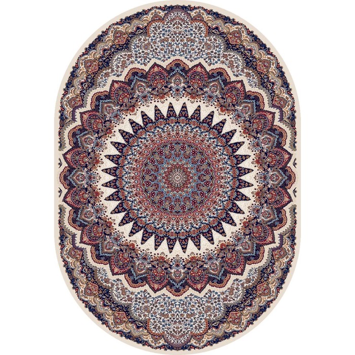 Ковёр Хит-Сет ПП SHAHREZA d417, 2,4 × 3,3 м, овал, CREAM-NAVY