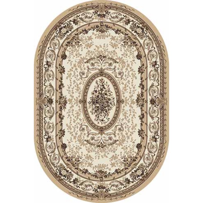 Ковёр Хит-Сет ПП VALENCIA DELUXE w490, 0,8 × 1,5 м, овал, BEIGE-BROWN