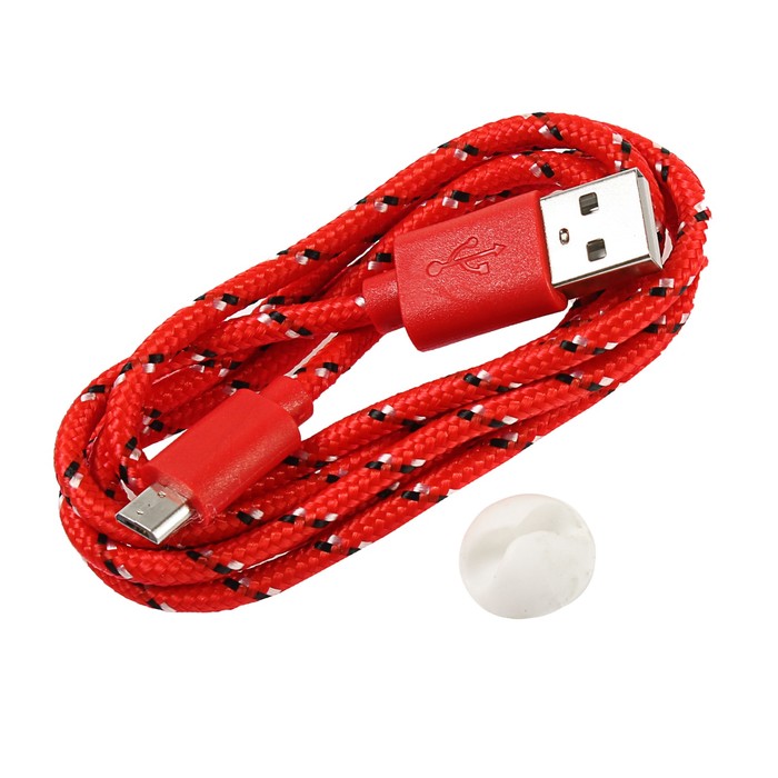 Провод для зарядки и передачи данных GAL 2606RD, USB - micro USB, 1 метр, тканевый, красный