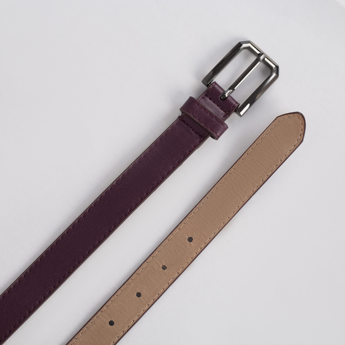 Ремень женский, 2 строчки, пряжка тёмный металл, ширина - 2,3 см, цвет чёрный