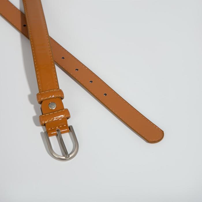 Ремень женский, 2 строчки, пряжка металл, ширина - 2,3 см, цвет коричневый