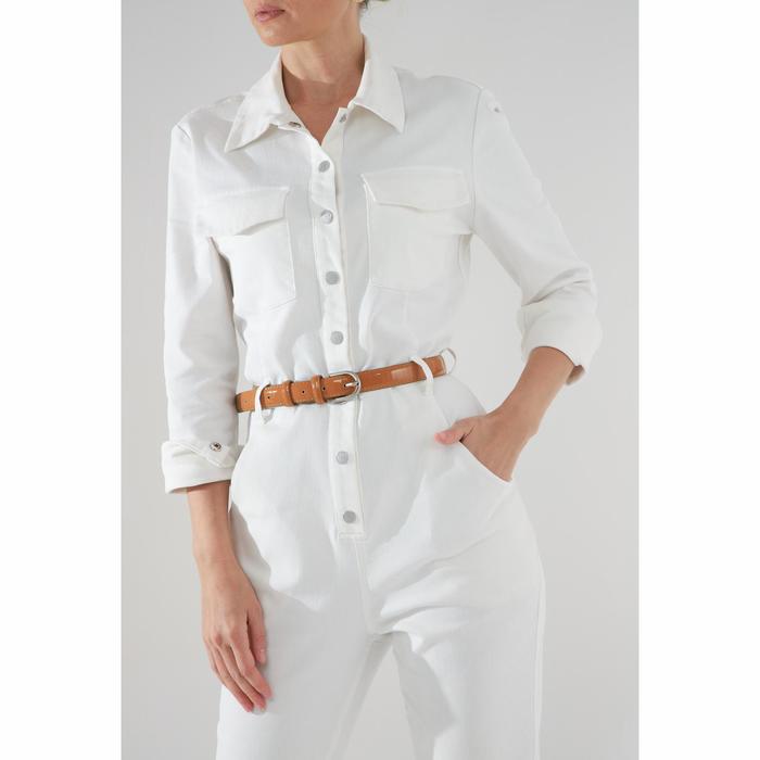 Ремень женский, 2 строчки, пряжка металл, ширина - 2,3 см, цвет коричневый