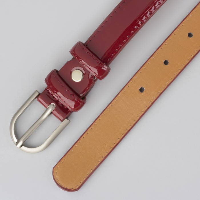 Ремень женский, 2 строчки, пряжка металл, ширина - 2,3 см, цвет бордовый