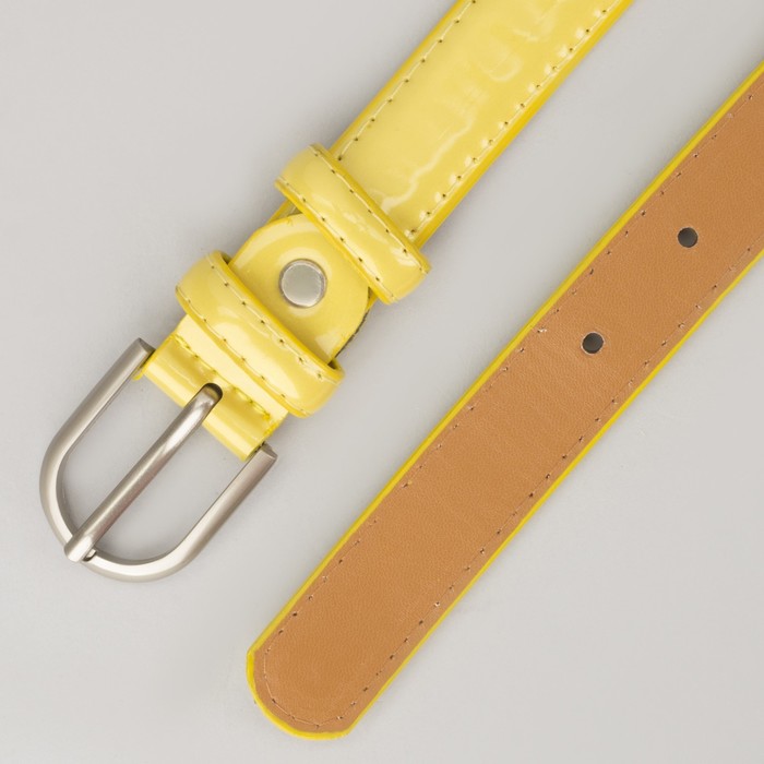 Ремень женский, 2 строчки, пряжка металл, ширина - 2,3 см, цвет жёлтый