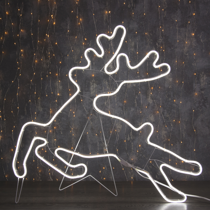 Неоновая фигура «Олень летящий», 70 × 70 см, 480 LED, 220 В, свечение белое