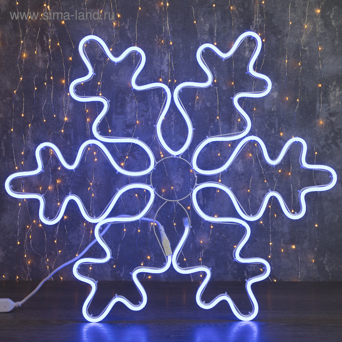 

Неоновая фигура «Снежинка», 67 см, 600 LED, 220 В, свечение синее