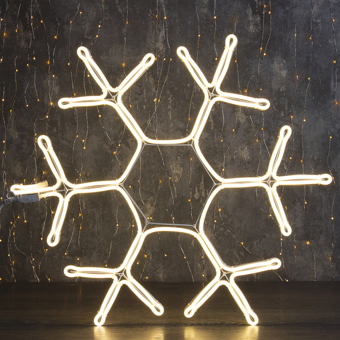 Фигура из неона "Снежинка", 60 см, 5 метров, 600 LED, 220 В, ТЁПЛЫЙ БЕЛЫЙ