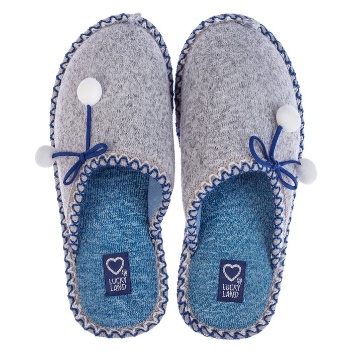 Тапочки женские арт. 3111 W-CH-C  (серый/голубой) (р. 40)