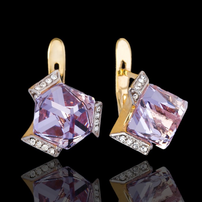 Серьги "Памир", цвет фиолетовый в золоте