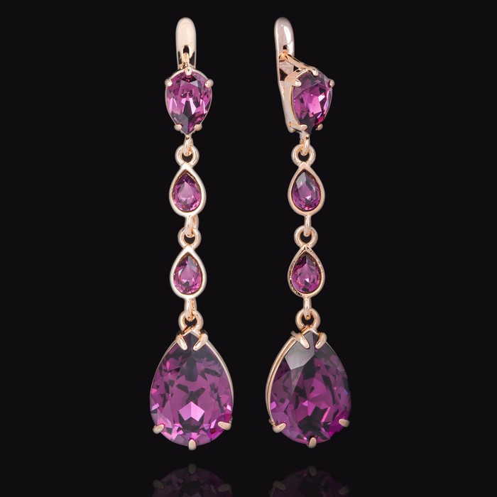 Серьги "Сирокко", цвет фиолетовый в золоте