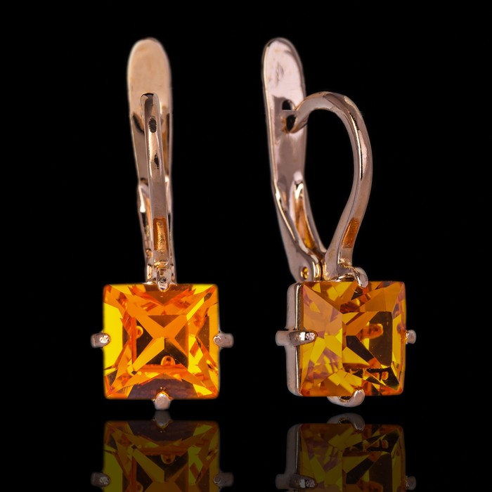 Серьги "Ларен SW", цвет терракотовый в золоте