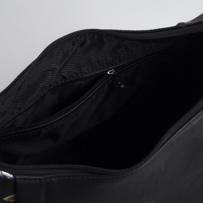 Сумка женская «Цветы», отдел на молнии, цвет чёрный