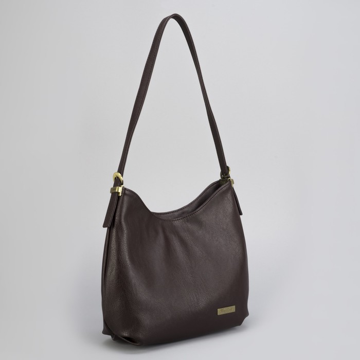 Сумка женская, 1 отдел на молнии, наружный карман, длинный ремень, цвет коричневый