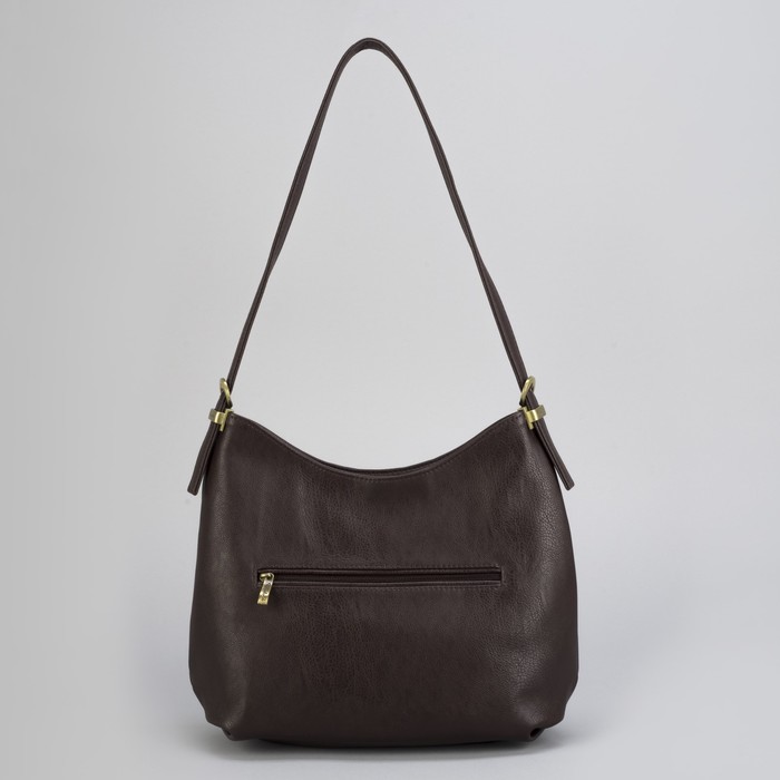 Сумка женская, 1 отдел на молнии, наружный карман, длинный ремень, цвет коричневый