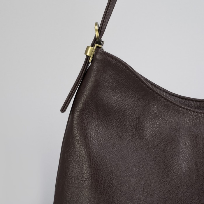 Сумка женская, 1 отдел на молнии, наружный карман, длинный ремень, цвет коричневый