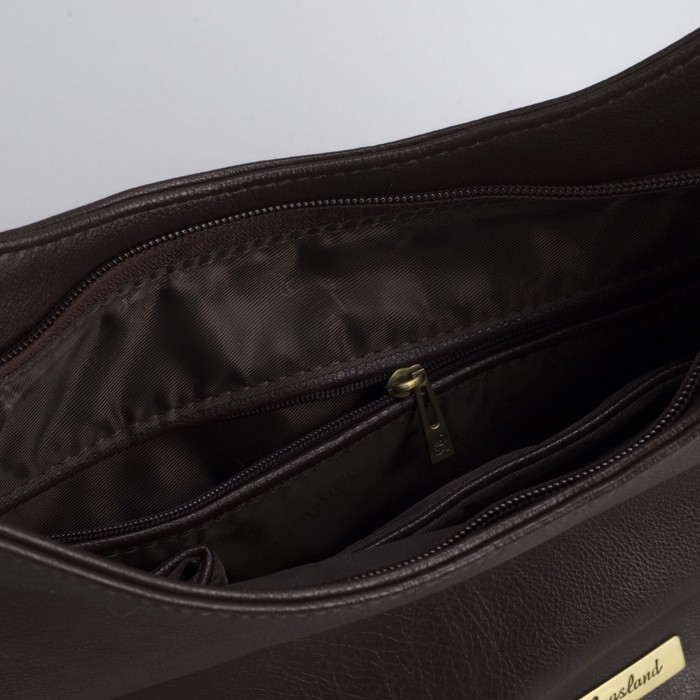 Сумка женская, 1 отдел на молнии, наружный карман, длинный ремень, цвет коричневый