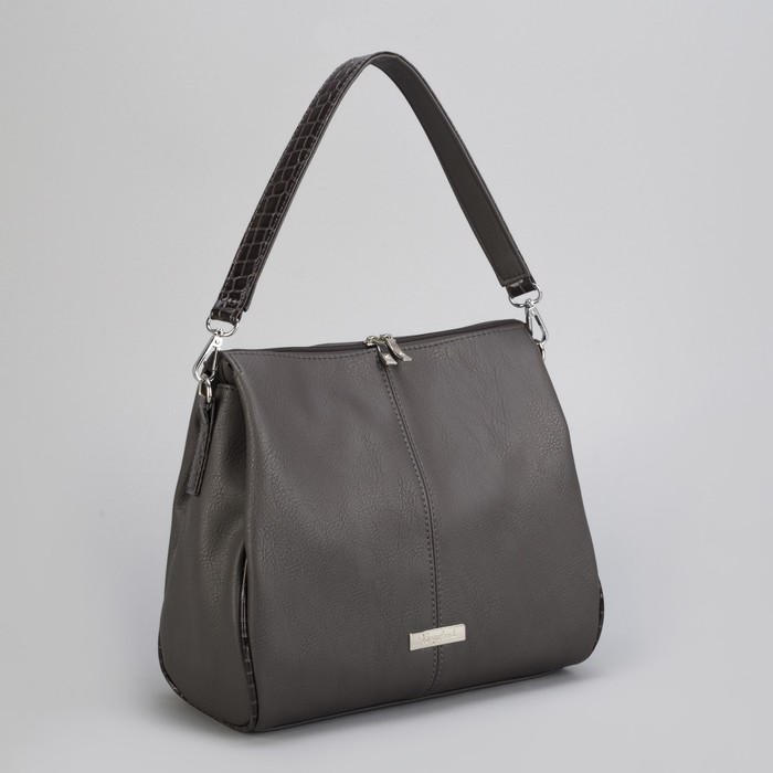 Сумка женская, 1 отдел на молнии, наружный карман, цвет светло-серый