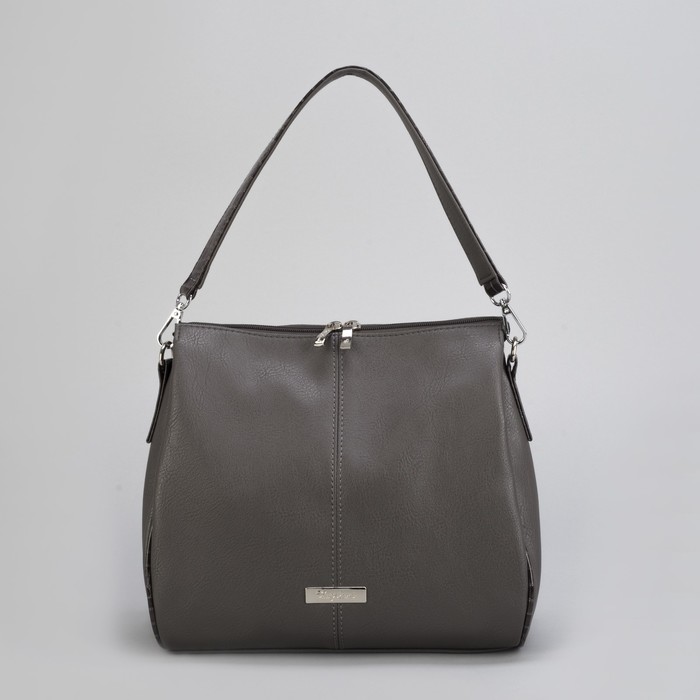 Сумка женская, 1 отдел на молнии, наружный карман, цвет светло-серый