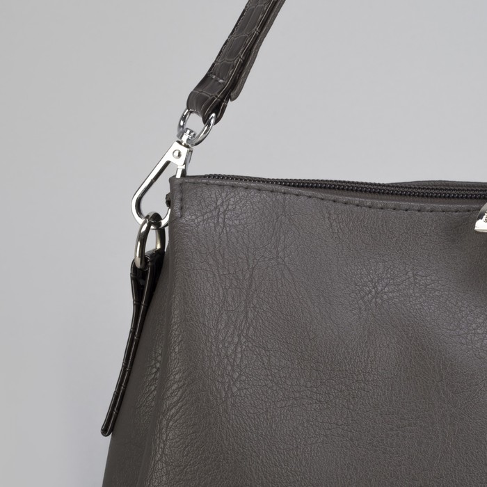 Сумка женская, 1 отдел на молнии, наружный карман, цвет светло-серый