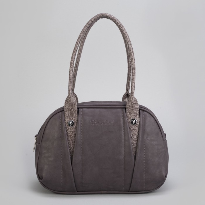 Сумка женская, 2 отдела на молнии, наружный карман, цвет сиренево-серый