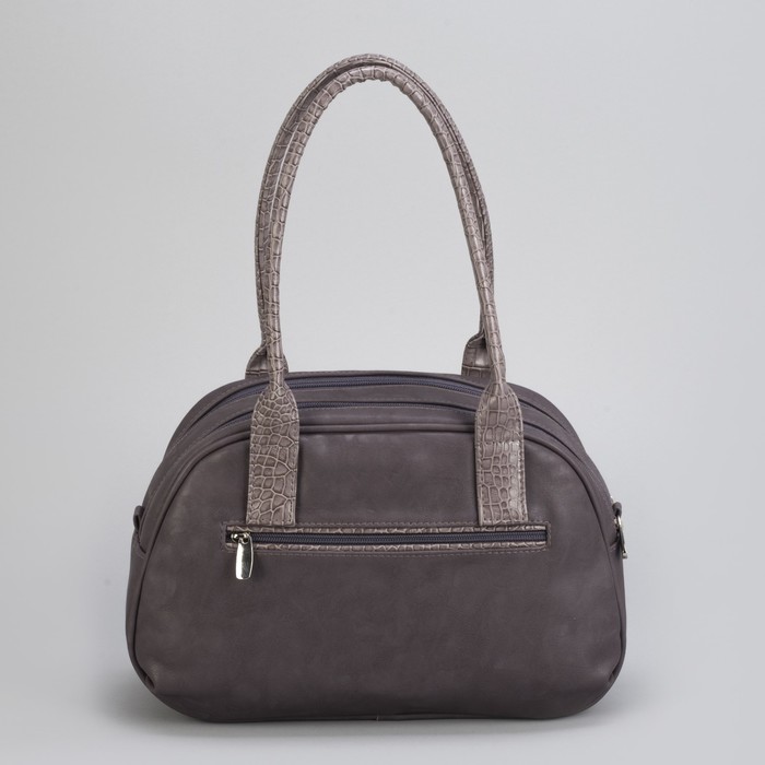 Сумка женская, 2 отдела на молнии, наружный карман, цвет сиренево-серый