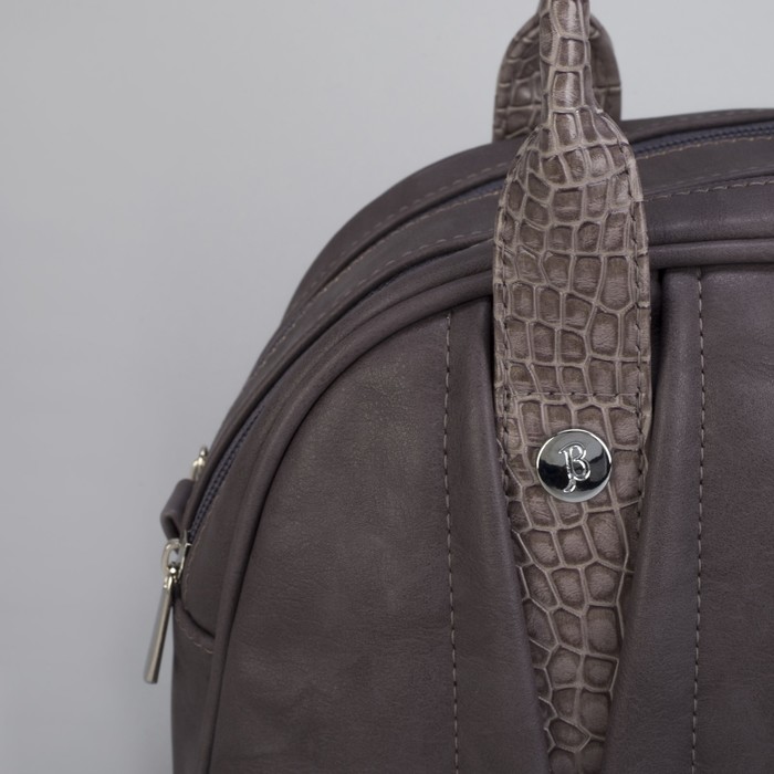 Сумка женская, 2 отдела на молнии, наружный карман, цвет сиренево-серый