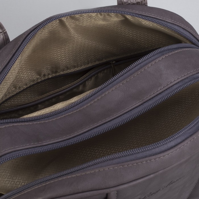 Сумка женская, 2 отдела на молнии, наружный карман, цвет сиренево-серый