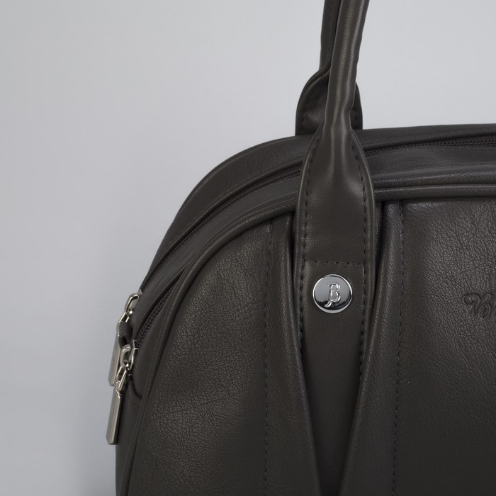 Сумка женская, 2 отдела на молнии, наружный карман, цвет серый