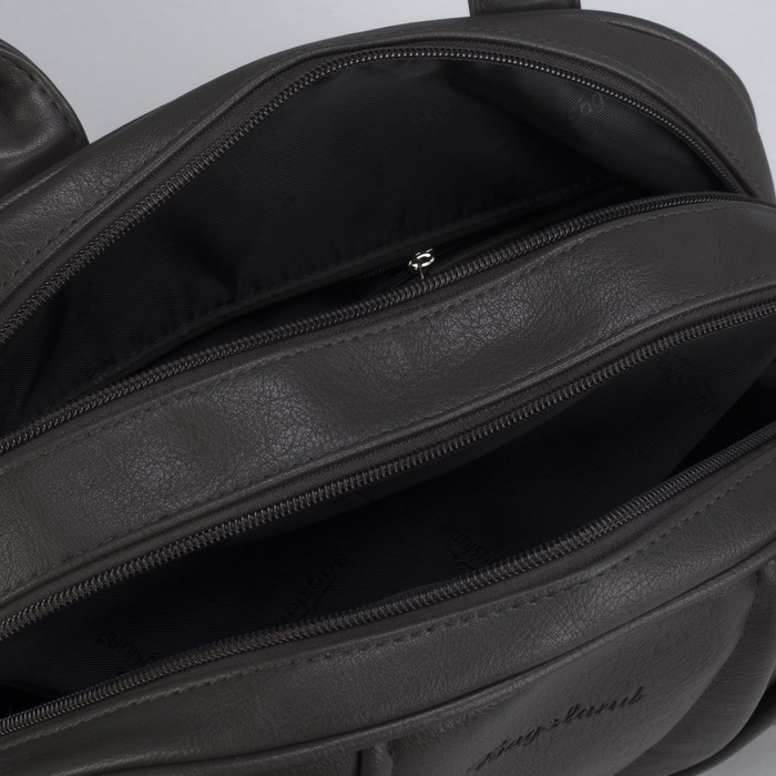 Сумка женская, 2 отдела на молнии, наружный карман, цвет серый