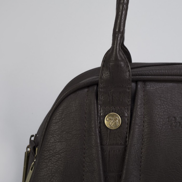 Сумка женская, 2 отдела на молнии, наружный карман, цвет тёмно-коричневый