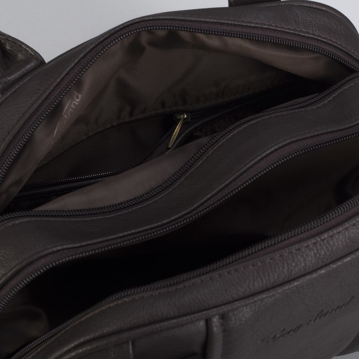 Сумка женская, 2 отдела на молнии, наружный карман, цвет тёмно-коричневый