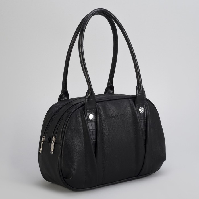 Сумка женская, 2 отдела на молнии, наружный карман, цвет чёрный