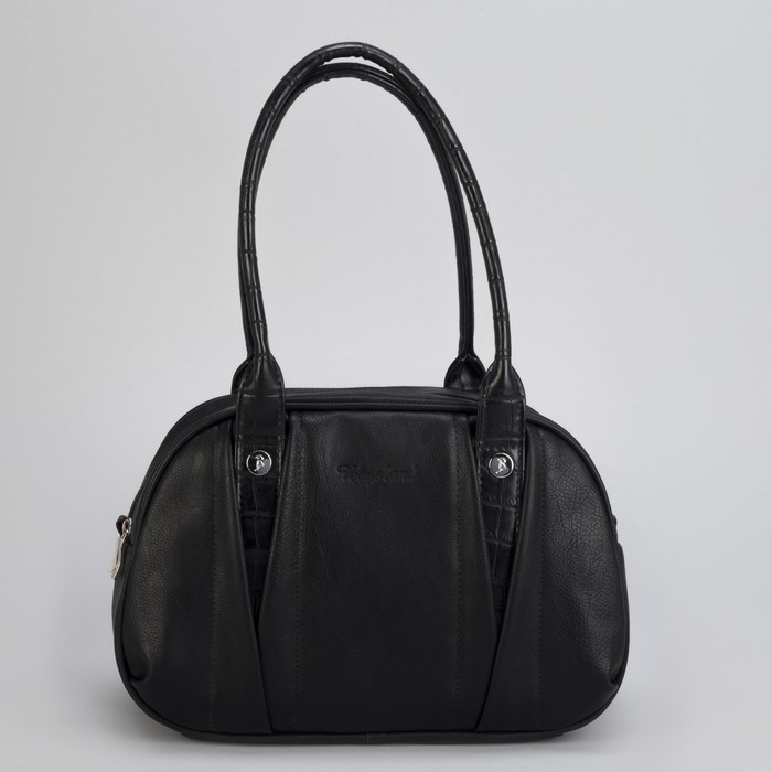 Сумка женская, 2 отдела на молнии, наружный карман, цвет чёрный