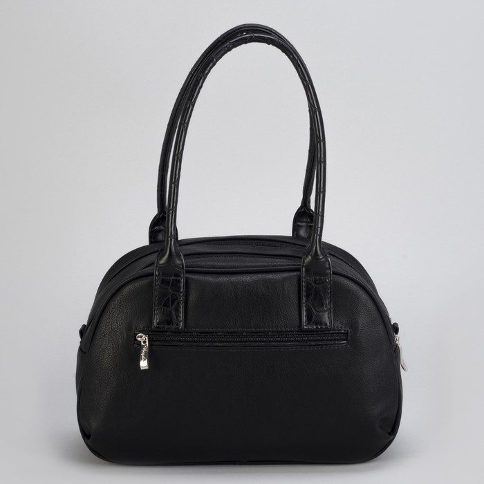 Сумка женская, 2 отдела на молнии, наружный карман, цвет чёрный