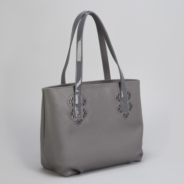 Сумка женская, отдел с перегородкой на молнии, цвет серый