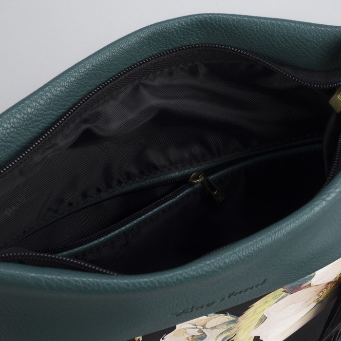 Сумка женская «Цветы», 1 отдел на молнии, наружный карман, регулируемый ремень, цвет морской/бежевый