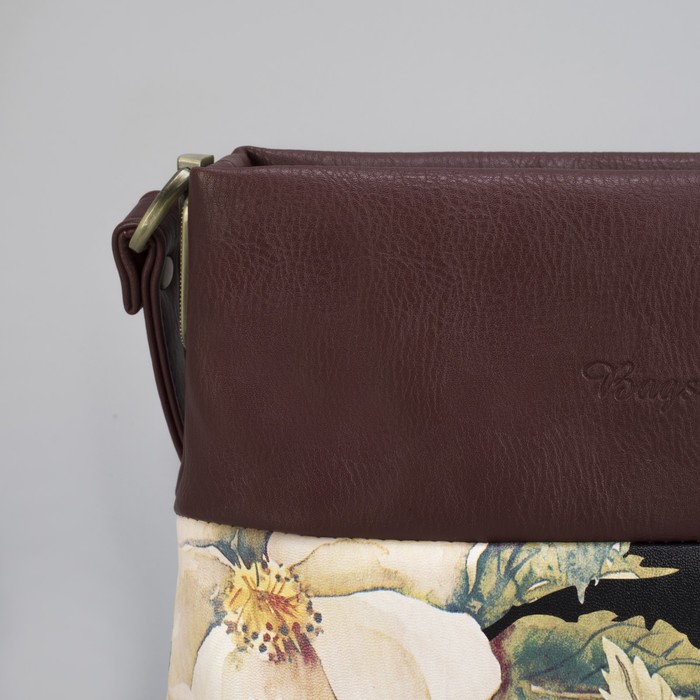 Сумка женская «Цветы», 1 отдел на молнии, наружный карман, регулируемый ремень, цвет бордовый