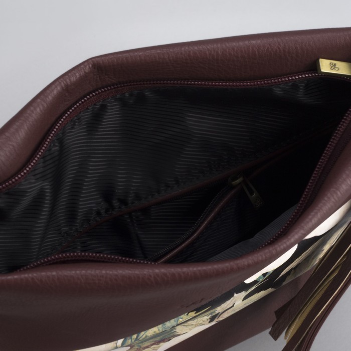 Сумка женская «Цветы», 1 отдел на молнии, наружный карман, регулируемый ремень, цвет бордовый