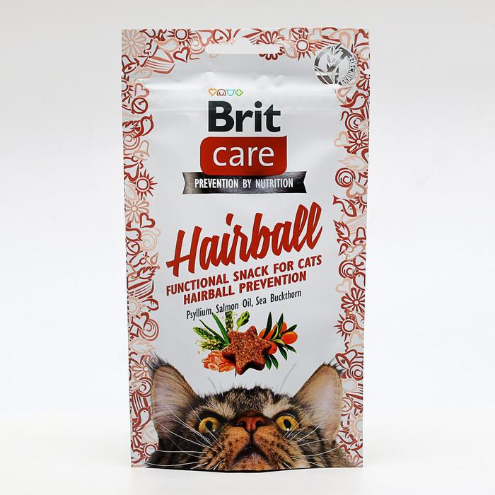 Лакомство Brit Care Hairball для кошек, для вывода комков шерсти, 50 г