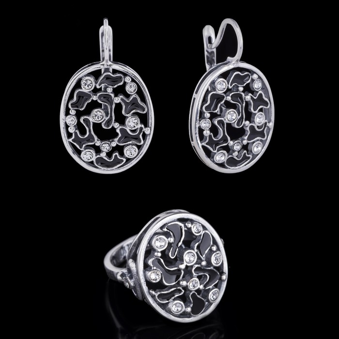 Гарнитур "Мозаика", размер 19, цвет чёрный в серебре