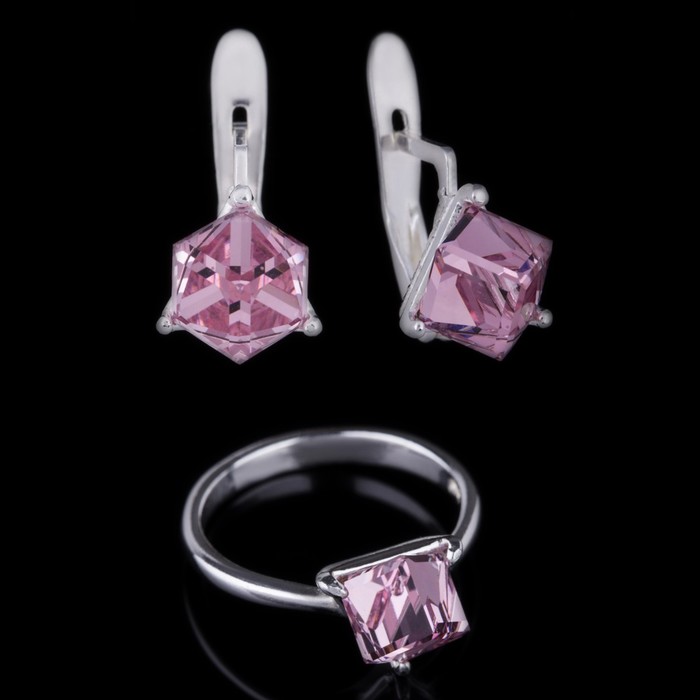 Гарнитур "Кубик", размер 18, цвет розовый в серебре