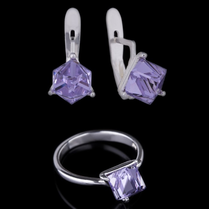 Гарнитур "Кубик", размер 17, цвет фиолетовый в серебре