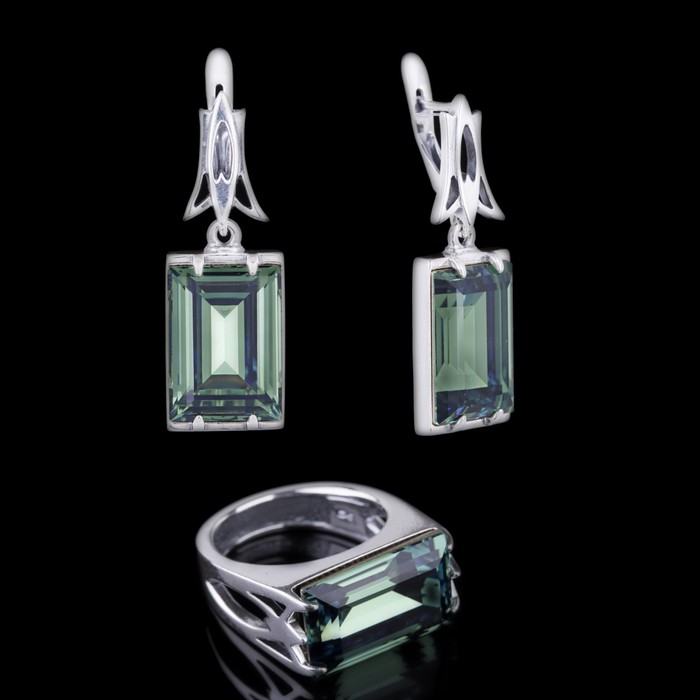 Гарнитур "Бонапарт", размер 18, цвет морской волны в чернёном серебре