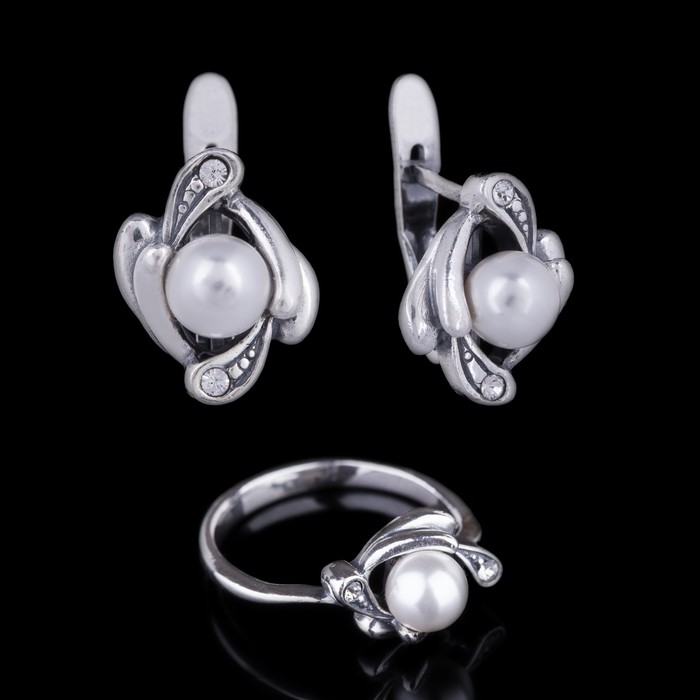 Гарнитур "Фрой", размер 18, цвет белый в чернёном серебре