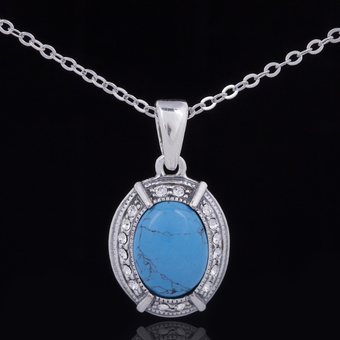 Кулон "Кордильеры", цвет бело-голубой в чернёном серебре