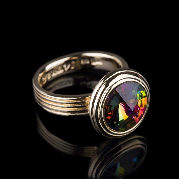 Кольцо "Эмбаси", размер 19, цвет зелёный в золоте