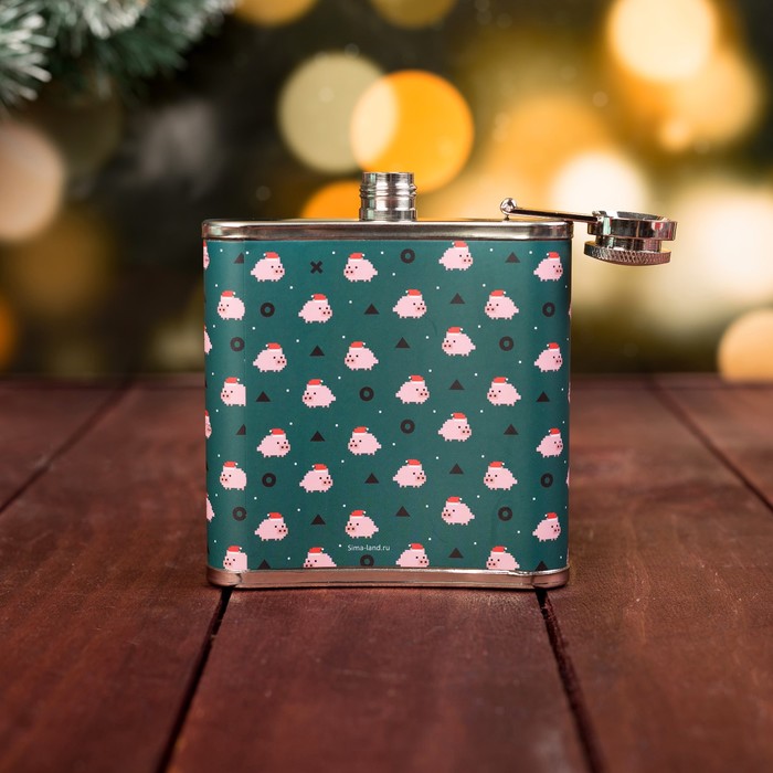 Подарочный набор "Охрюнительной удачи в Новом году" СГфляжка 180 мл, носки р-р 41-44