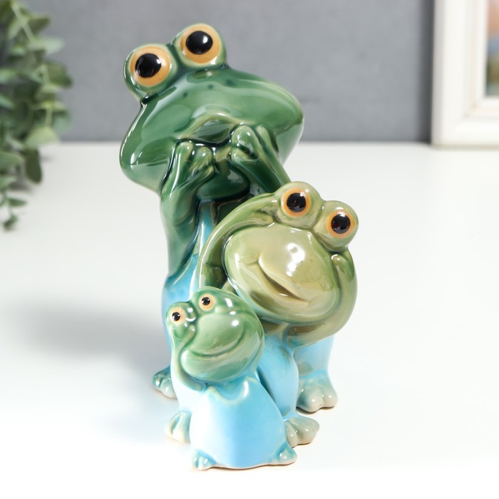 Сувенир керамика "Весёлая семейка лягушат" набор 3 шт 15х10,5х8 см