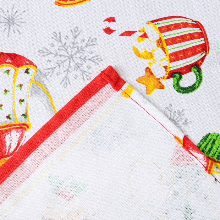 Скатерть Новогоднее чаепитие 110х144 см, 100% хлопок, 164 г/м2