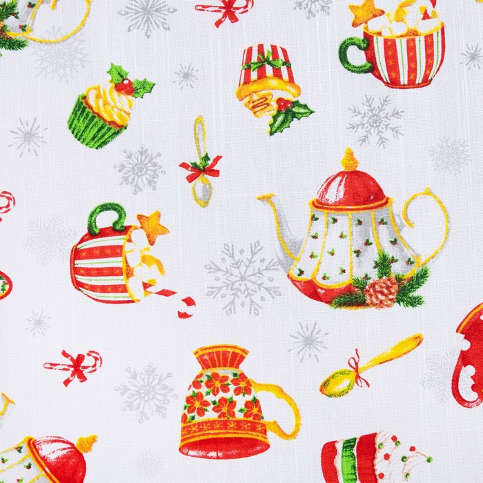 Скатерть "Новогоднее чаепитие" 220х144 см, 100% хлопок, 164 г/м2
